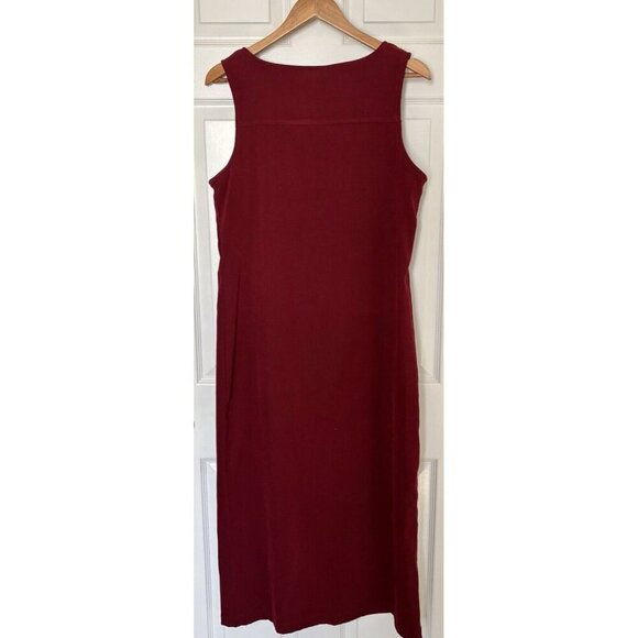 TALBOTS Jumper Dress Size 6 Wine Button Detail Pockets Casual Workwear Midi - Picture 2 of 4